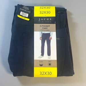 Jachs‎ New York Mens 32x30 Navy 5 Pocket Stretch Fabric Straight Fit Pants NWT